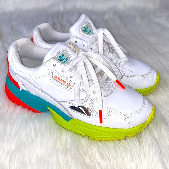 adidas Shoes - 🐸[ Adidas ] Flacon Tennis Shoes White and Neon Multi